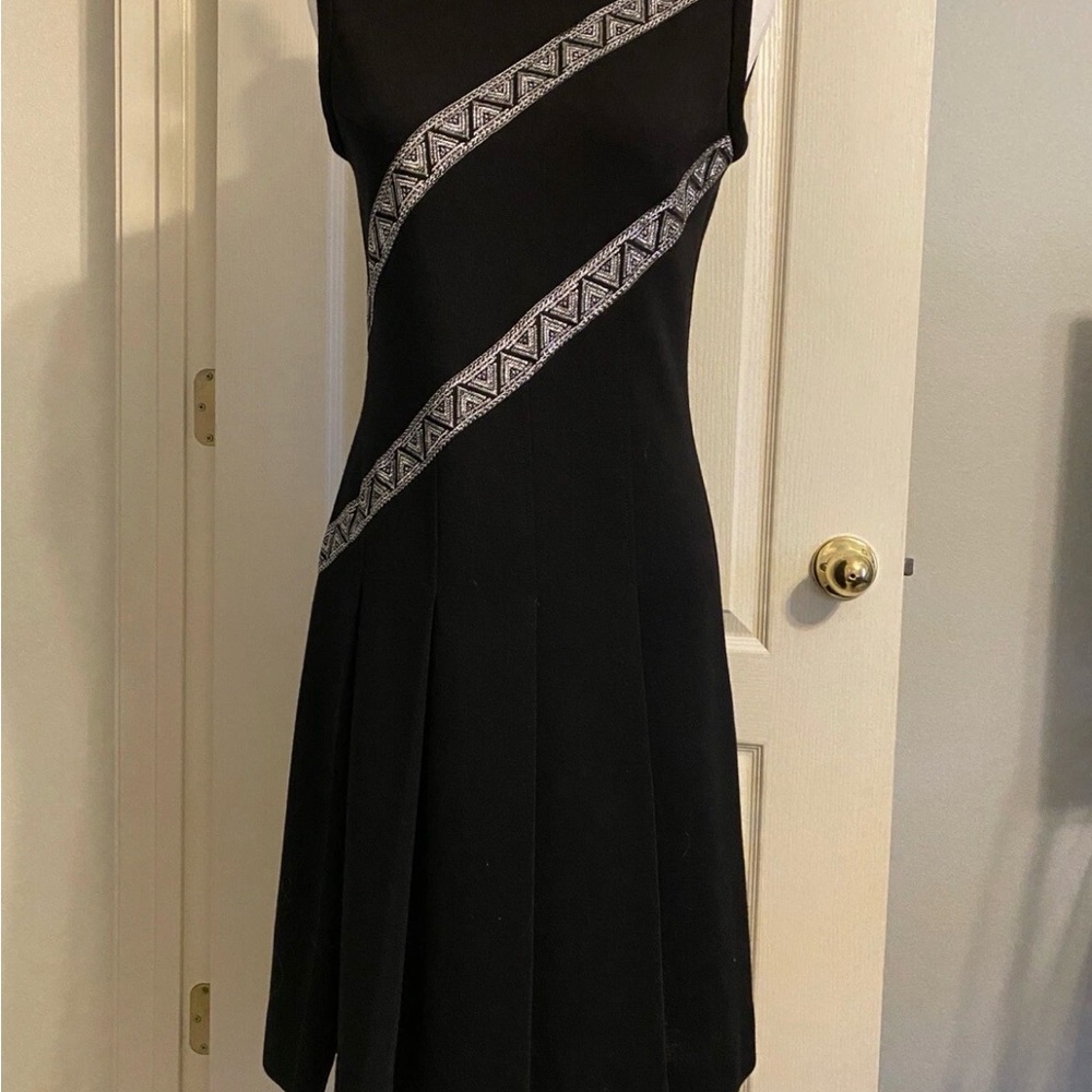 R & K Knits Vintage Pleated Dress Black Size 12
